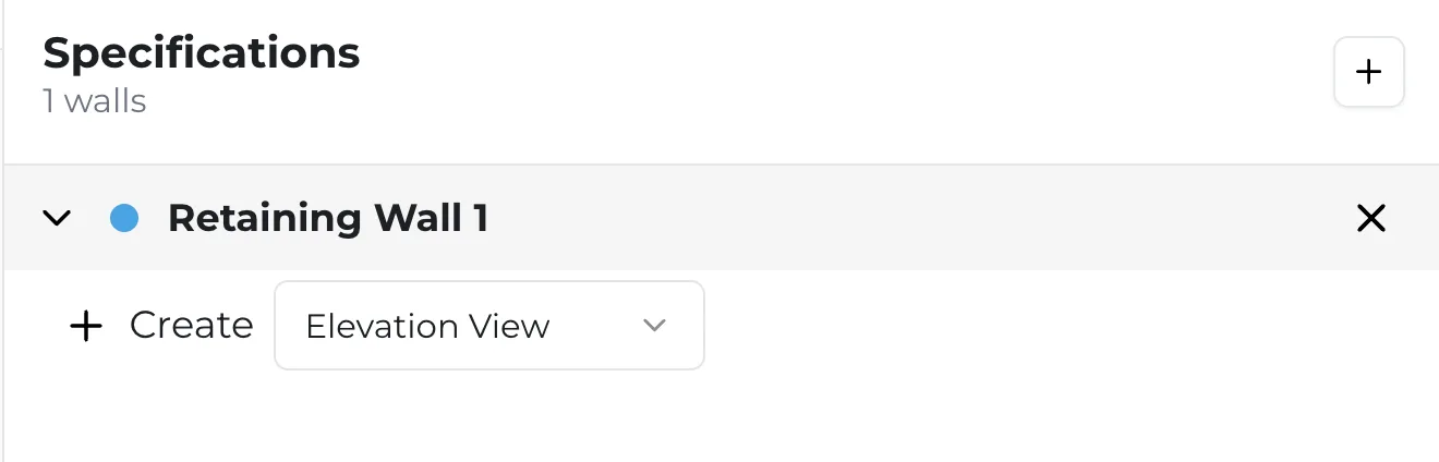 Selecting the Elevation View takeoff tool from the specification dropdown.