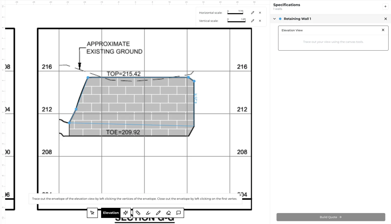 Vertices traced around the envelope of a wall in elevation view, forming a polygon.