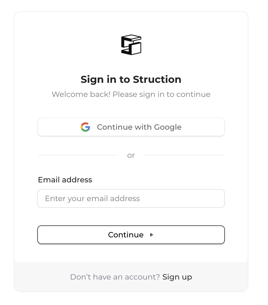 The sign-in page asking for an email address.