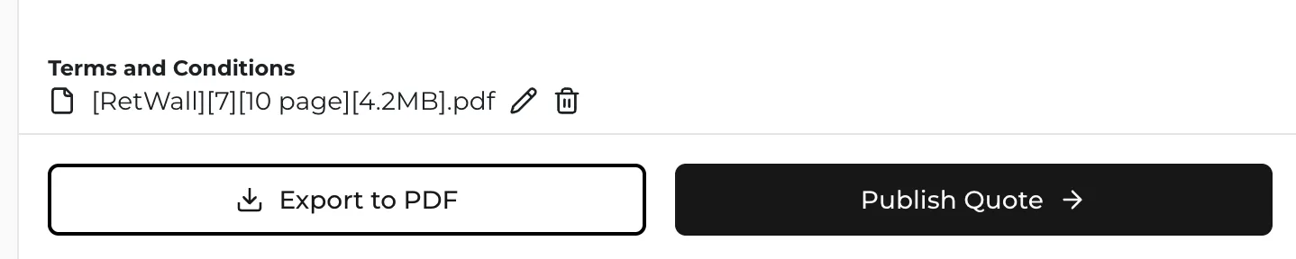 The Publish Quote button in Quote Builder.