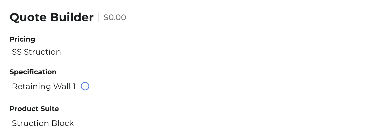 The four key components at the top of the Quote Builder panel.