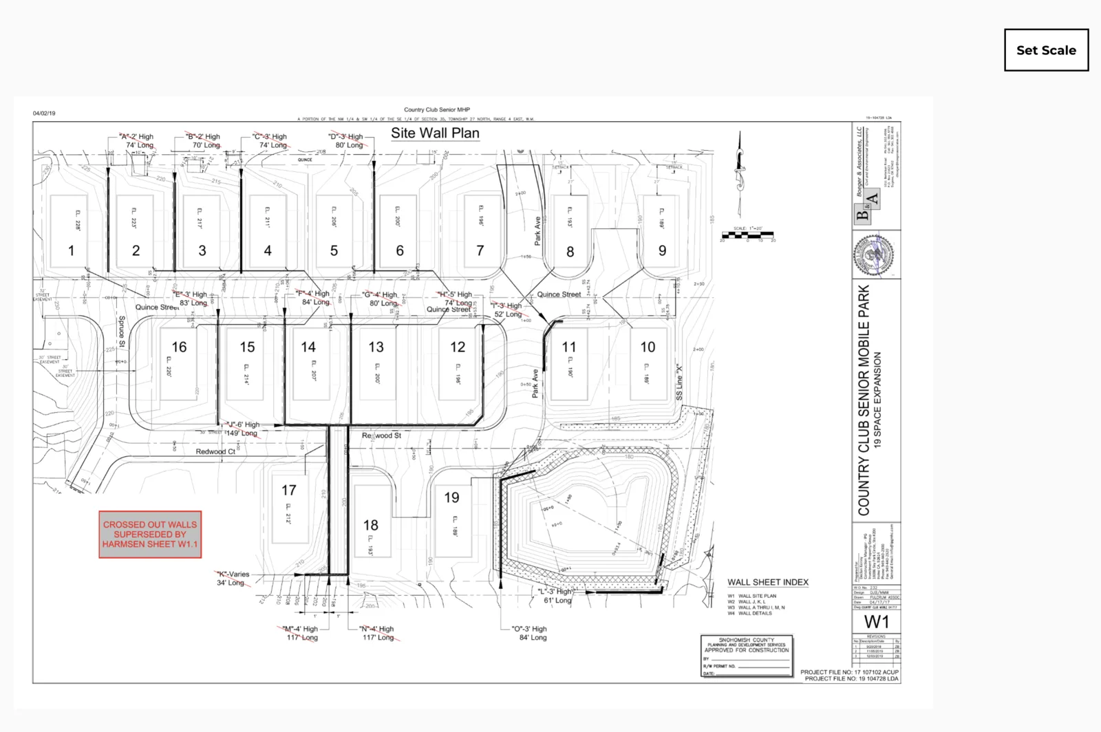 The Set Scale button in the upper right corner of the PDF viewer.