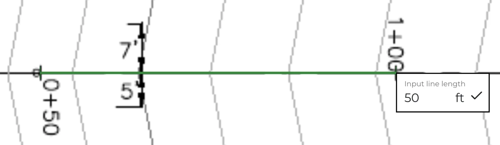 Tracing road stationing as the known dimension to set the scale.